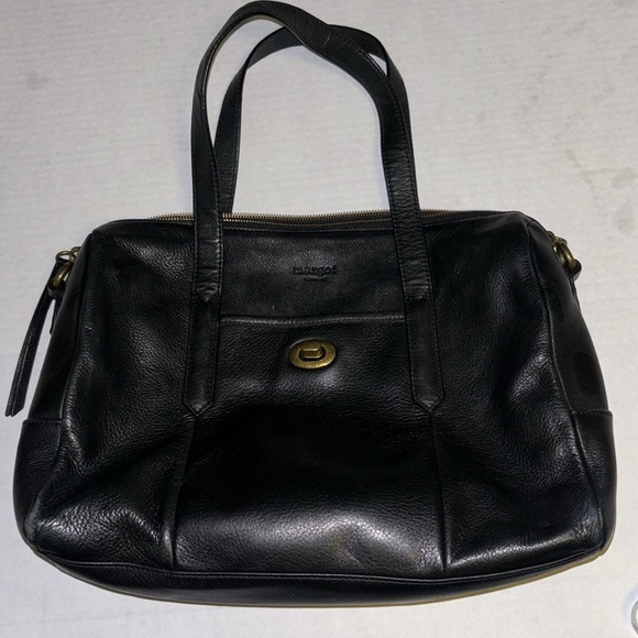 MARGOT BLACK LEATHER SATCHEL
BRASS HARDWARE EXCELLENT CONDITION 
NICE HANDBAG - Picture 1 of 15
